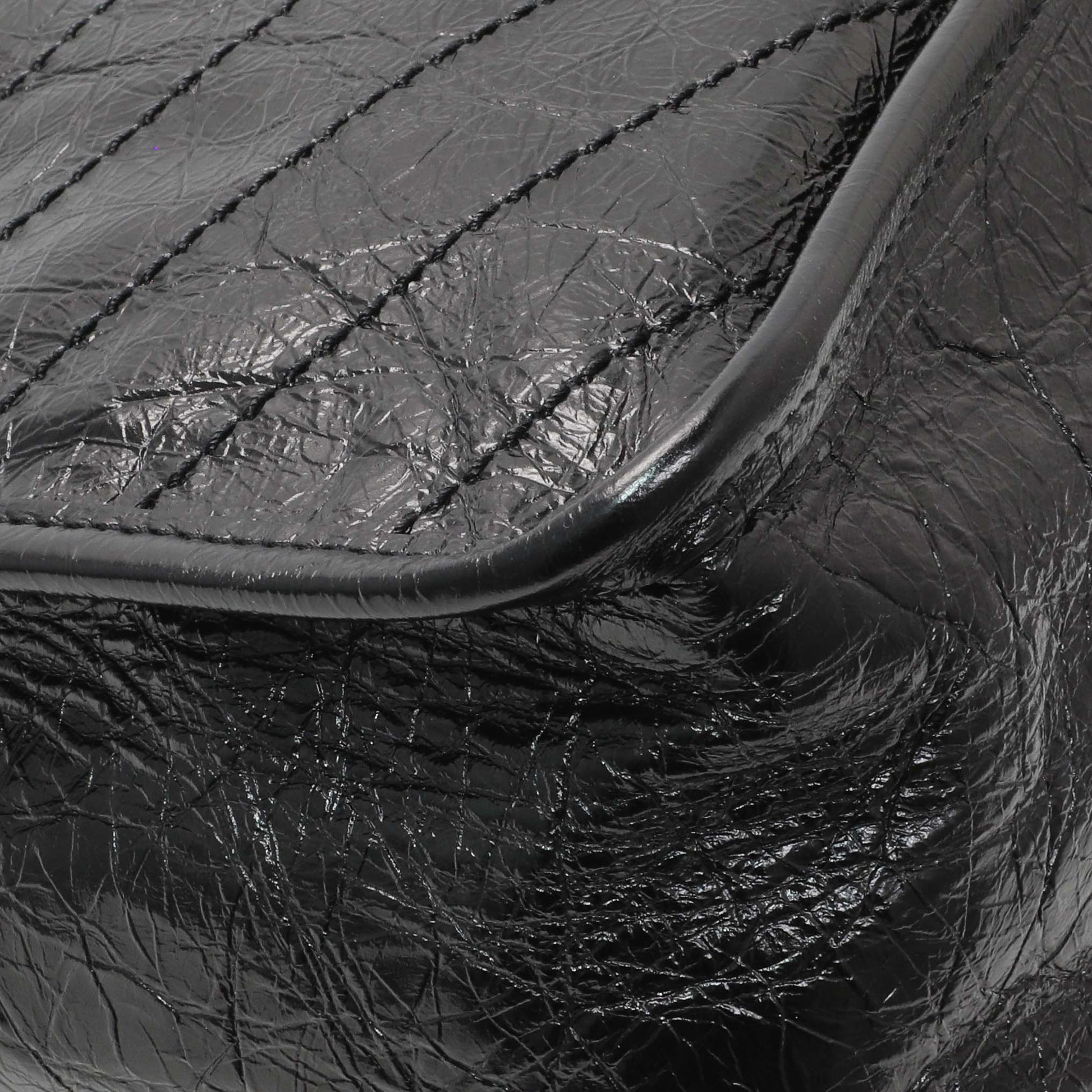 Exclusive Saint Laurent Black Crinkled Calfskin Matelasse Monogram Large Niki Chain Satchel — Lifestyle View
