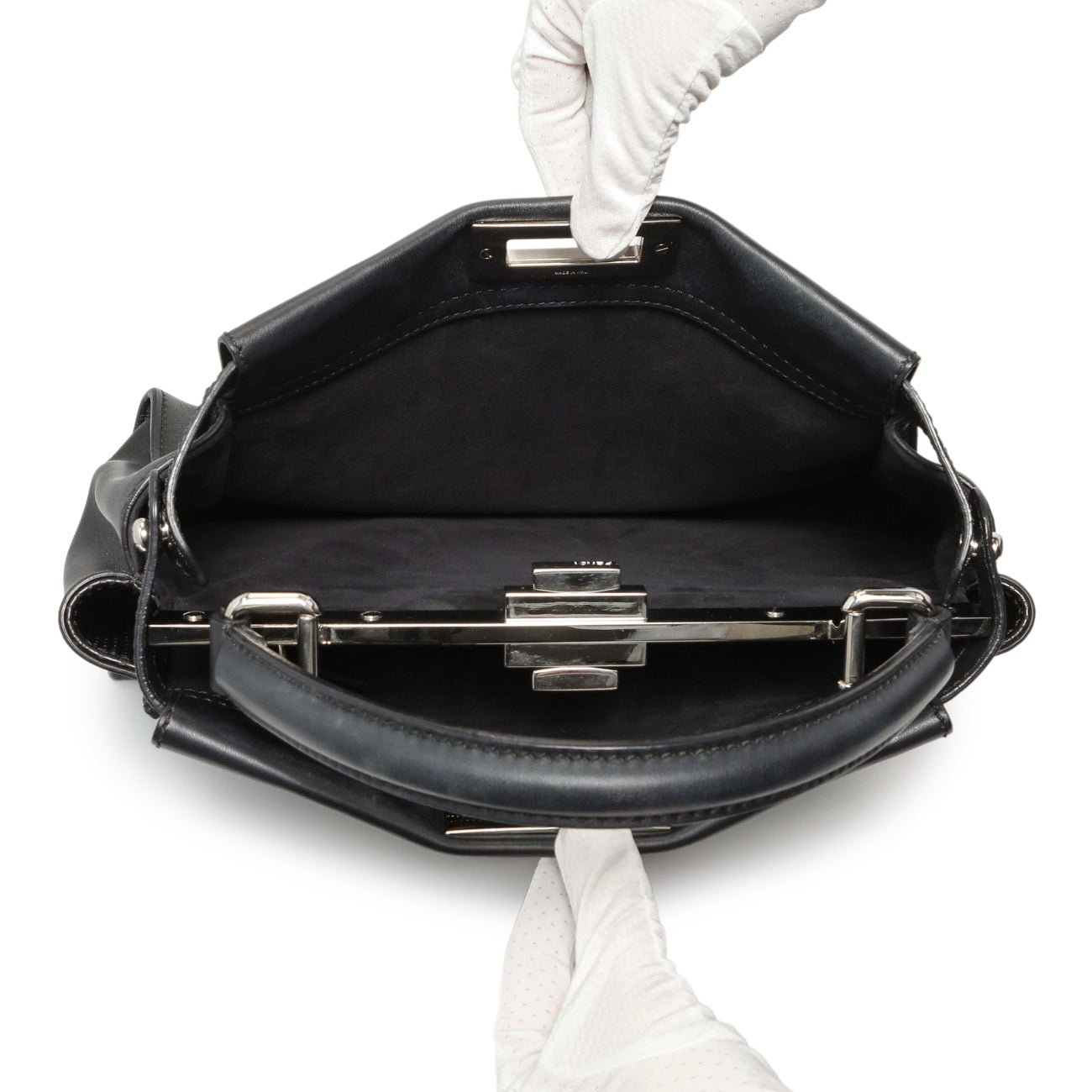 Exclusive Fendi Black Vitello Seta Snakeskin Crocodile Monster Eyes Medium Peekaboo Iconic Satchel — Alternate View 8