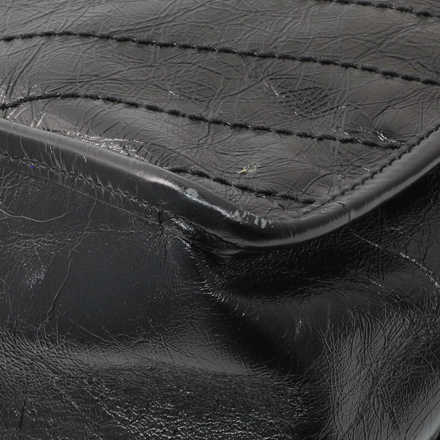 Exclusive Saint Laurent Black Crinkled Calfskin Matelasse Monogram Large Niki Chain Satchel — Alternate View 7