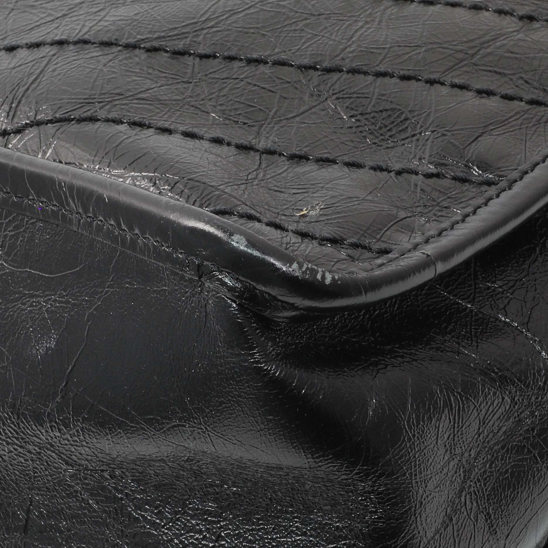 Exclusive Saint Laurent Black Crinkled Calfskin Matelasse Monogram Large Niki Chain Satchel — Alternate View 7