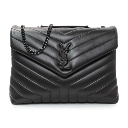 Exclusive Saint Laurent Black Calfskin Medium Loulou — Front View