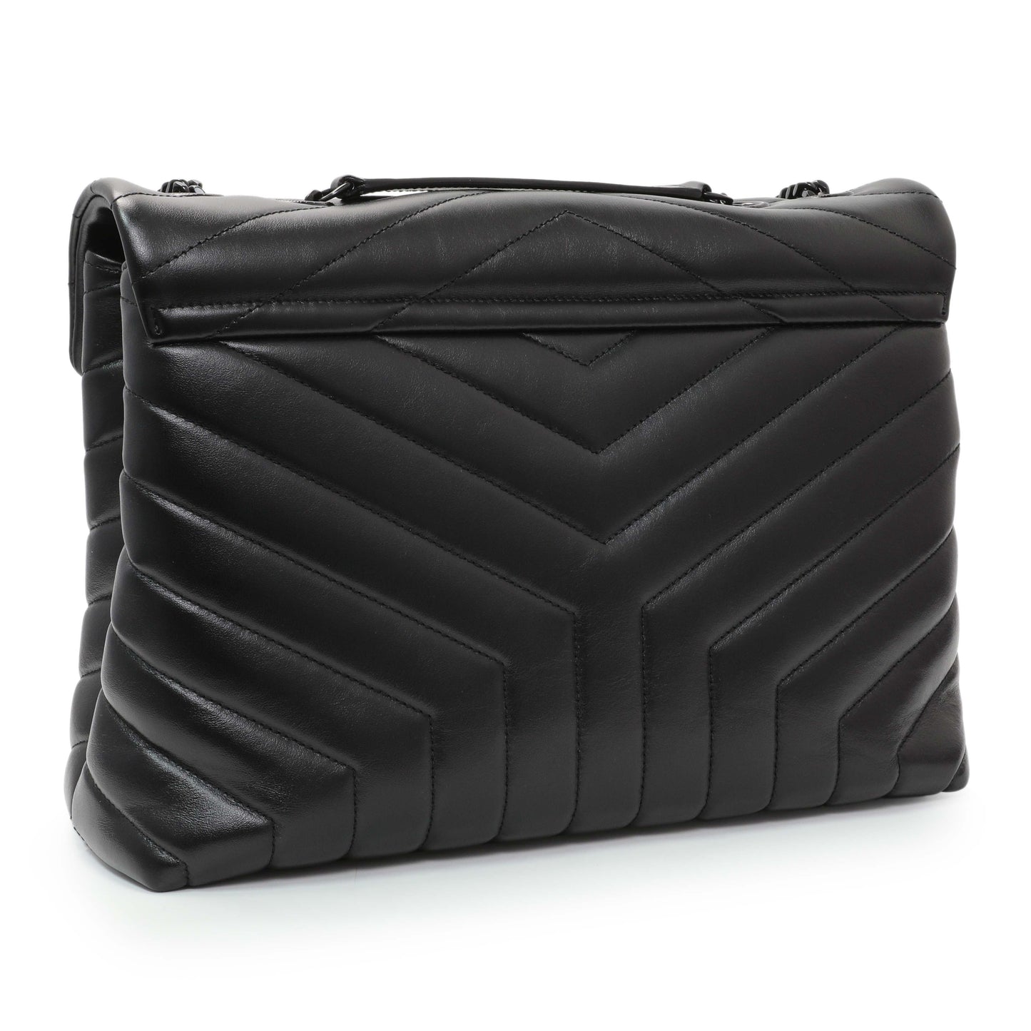 Exclusive Saint Laurent Black Calfskin Medium Loulou — Side View