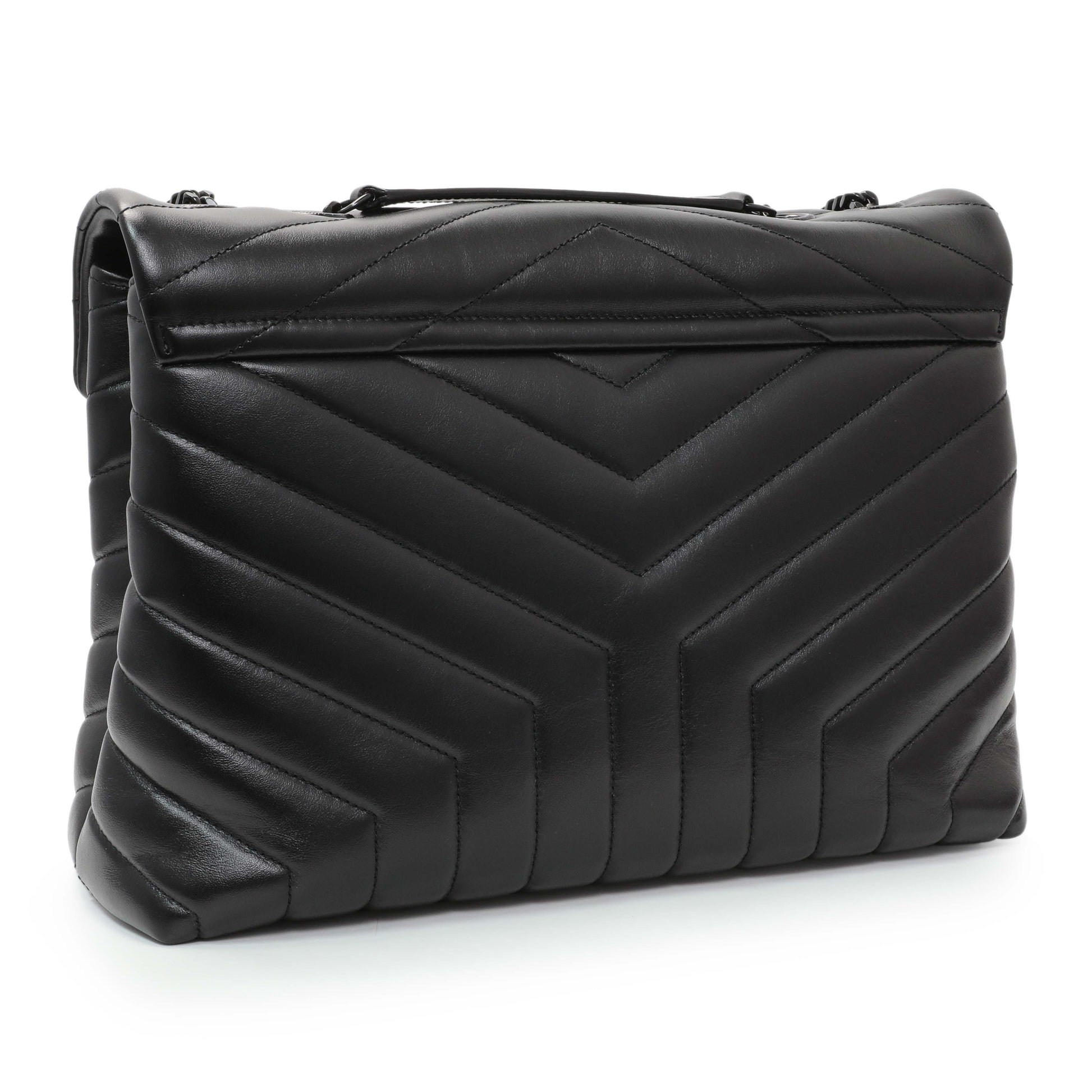Exclusive Saint Laurent Black Calfskin Medium Loulou — Side View