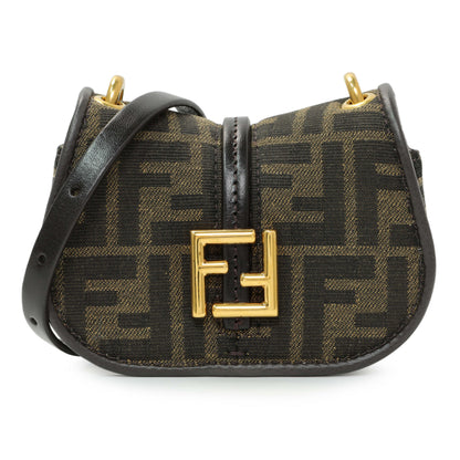 Exclusive Fendi Tobacco Jacquard Vitello Cher Cuoio FF 1974 Nano C'mon — Front View