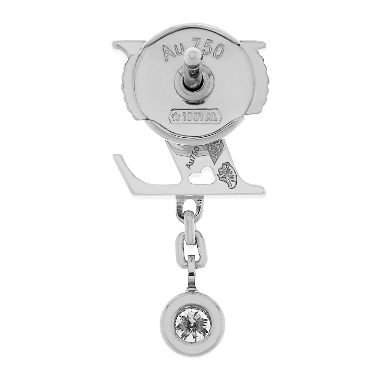 Exclusive Louis Vuitton 18K White Gold Diamond Idylle Blossom LV Ear Stud — Back View