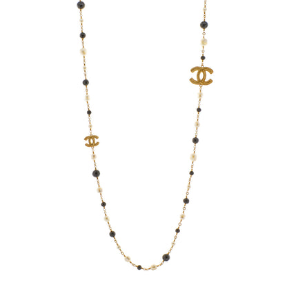 Exclusive Chanel Pearl Beaded CC Long Necklace — Front View