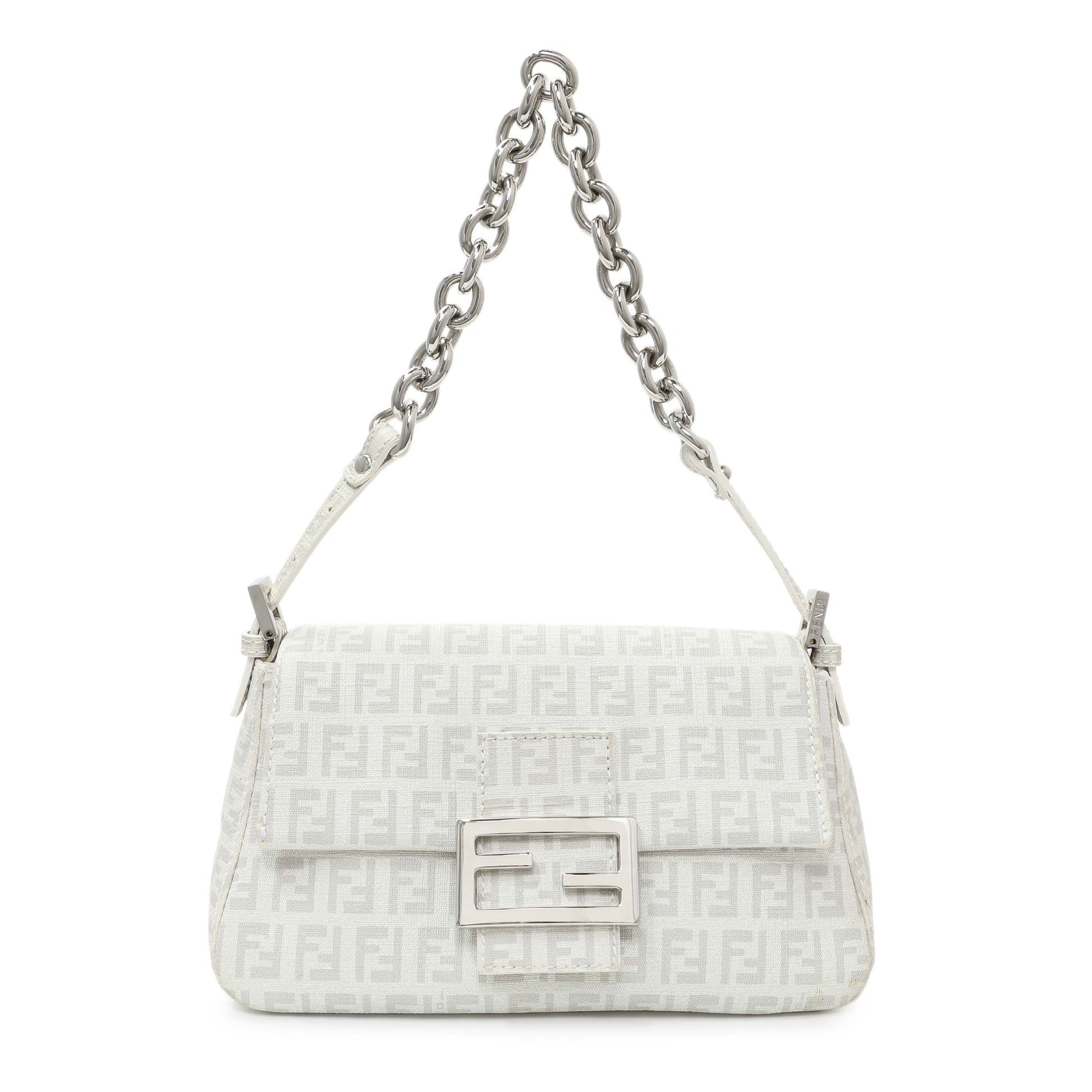 Exclusive Fendi White Mini Mama Baguette — Front View