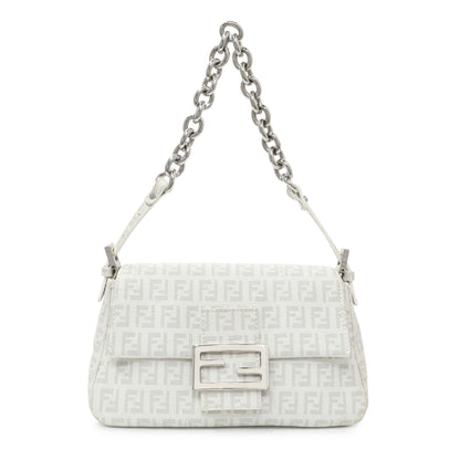 Exclusive Fendi White Mini Mama Baguette — Front View