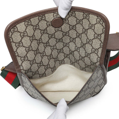 Exclusive Gucci GG Supreme Monogram Web Small Neo Vintage Double Flap Messenger Bag — Detail View