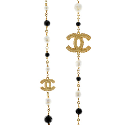 Exclusive Chanel Pearl Beaded CC Long Necklace — Side View
