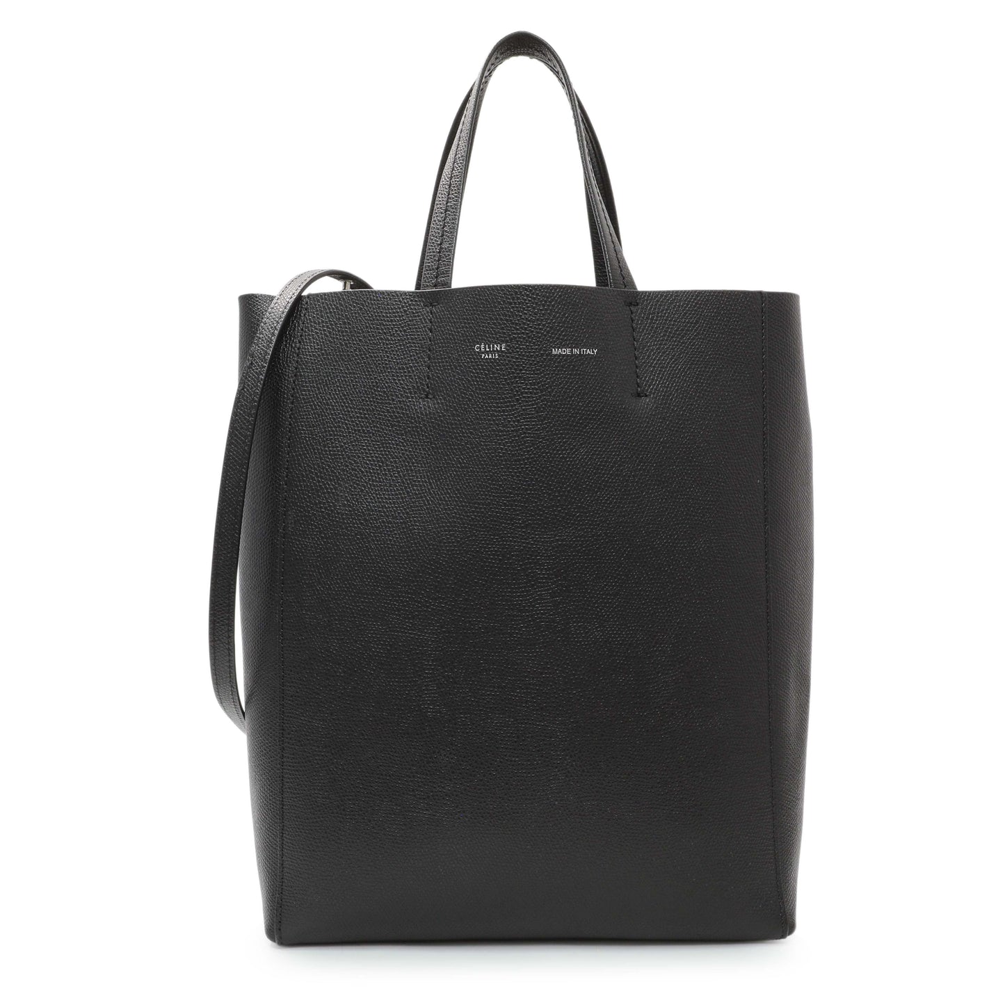 Exclusive Celine Black Grained Calfskin Small Vertical Cabas — Front View