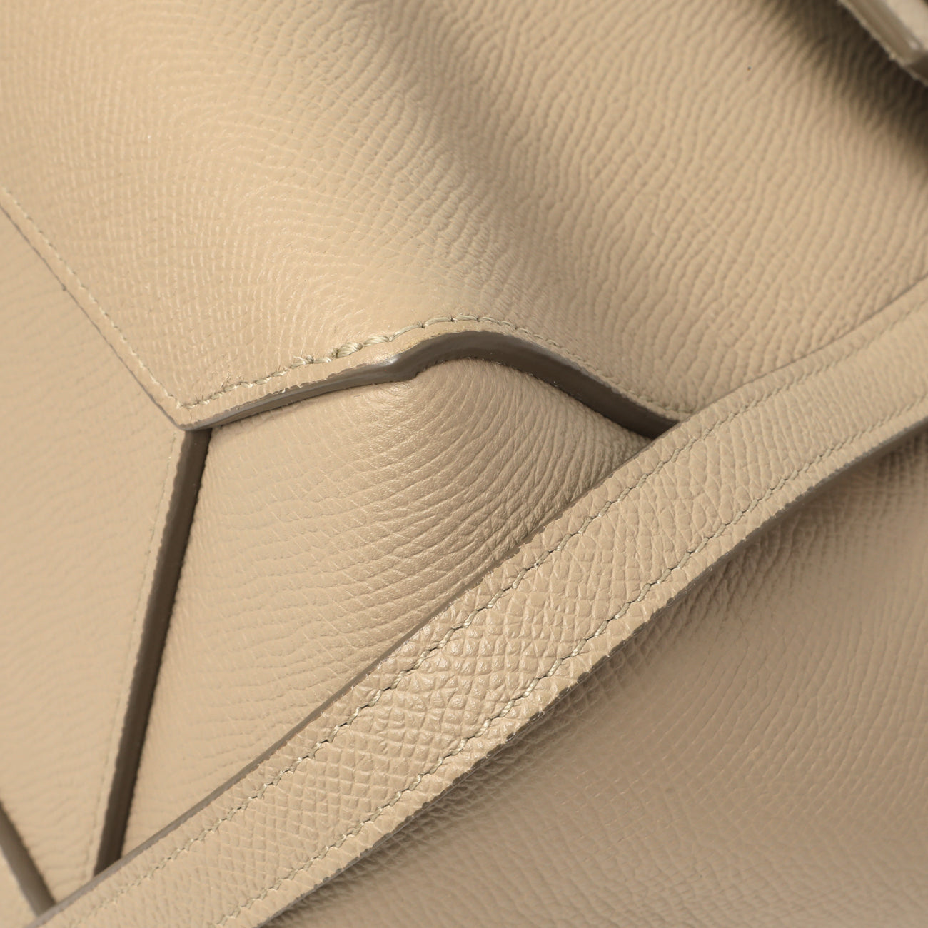 Exclusive Celine Light Taupe Grained Calfskin Micro Belt Bag — Detail View