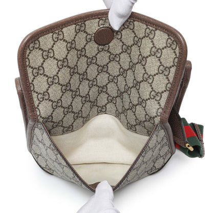 Exclusive Gucci GG Supreme Monogram Web Small Neo Vintage Double Flap Messenger Bag — Lifestyle View