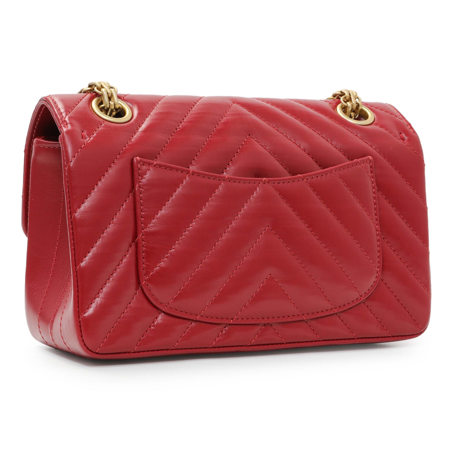 Exclusive Chanel Dark Red Aged Calfskin Chevron Quilted 2.55 Reissue 224 — Side View