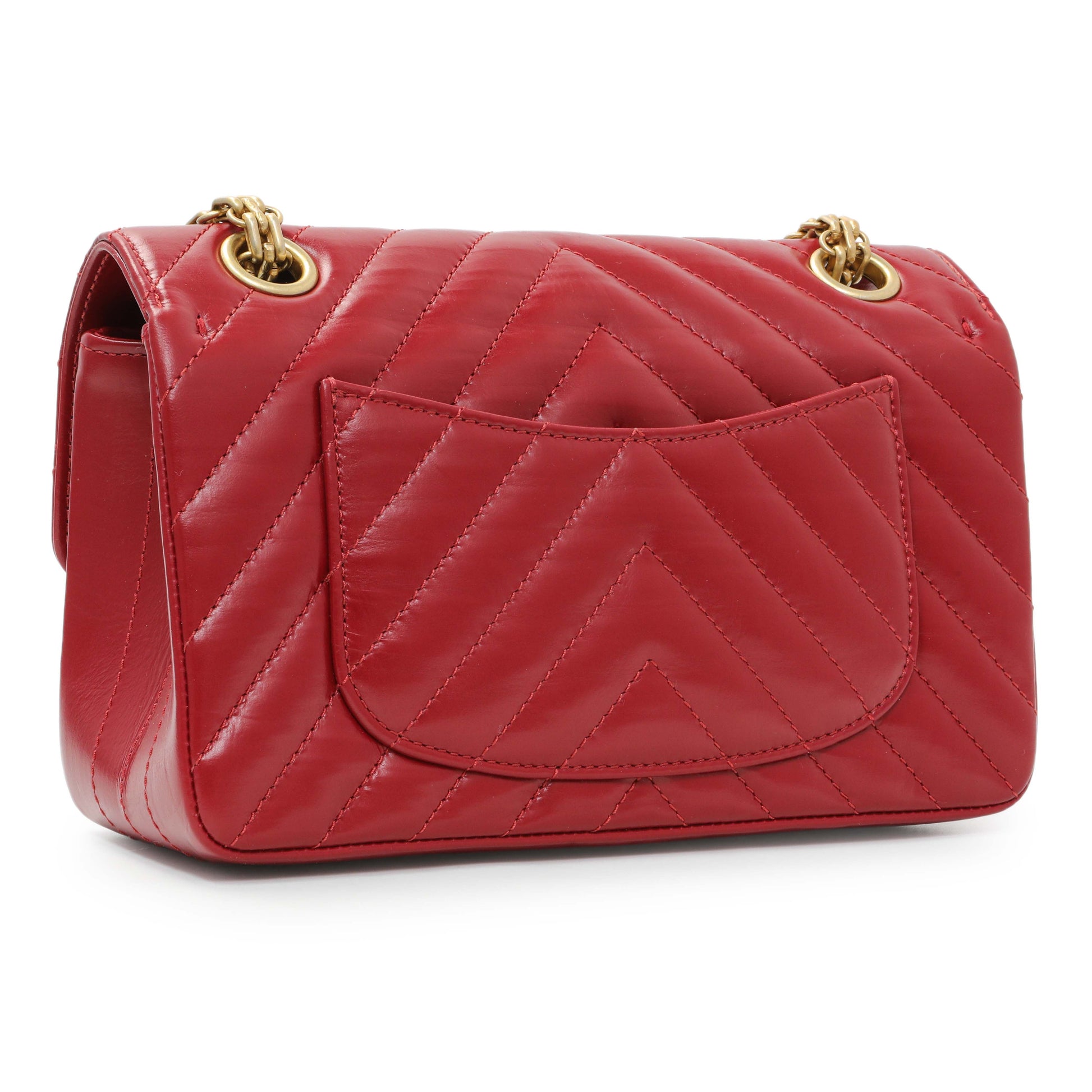 Exclusive Chanel Dark Red Aged Calfskin Chevron Quilted 2.55 Reissue 224 — Side View