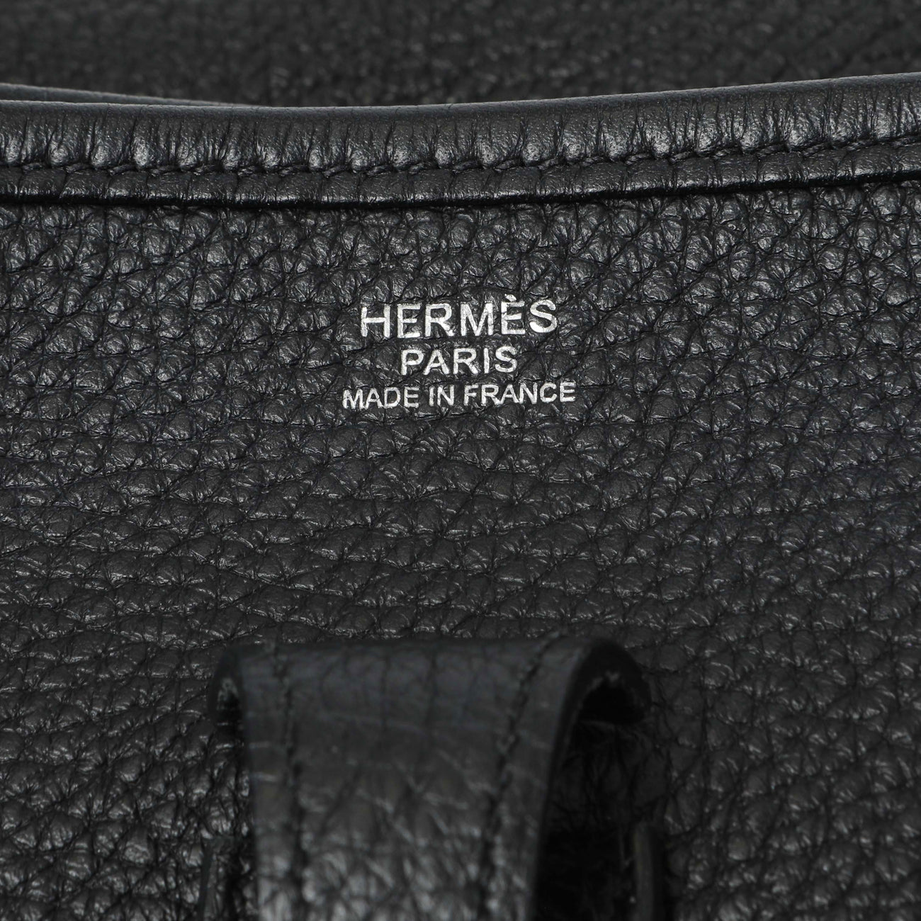 Exclusive Hermes Black Clemence Evelyne III PM — Detail View