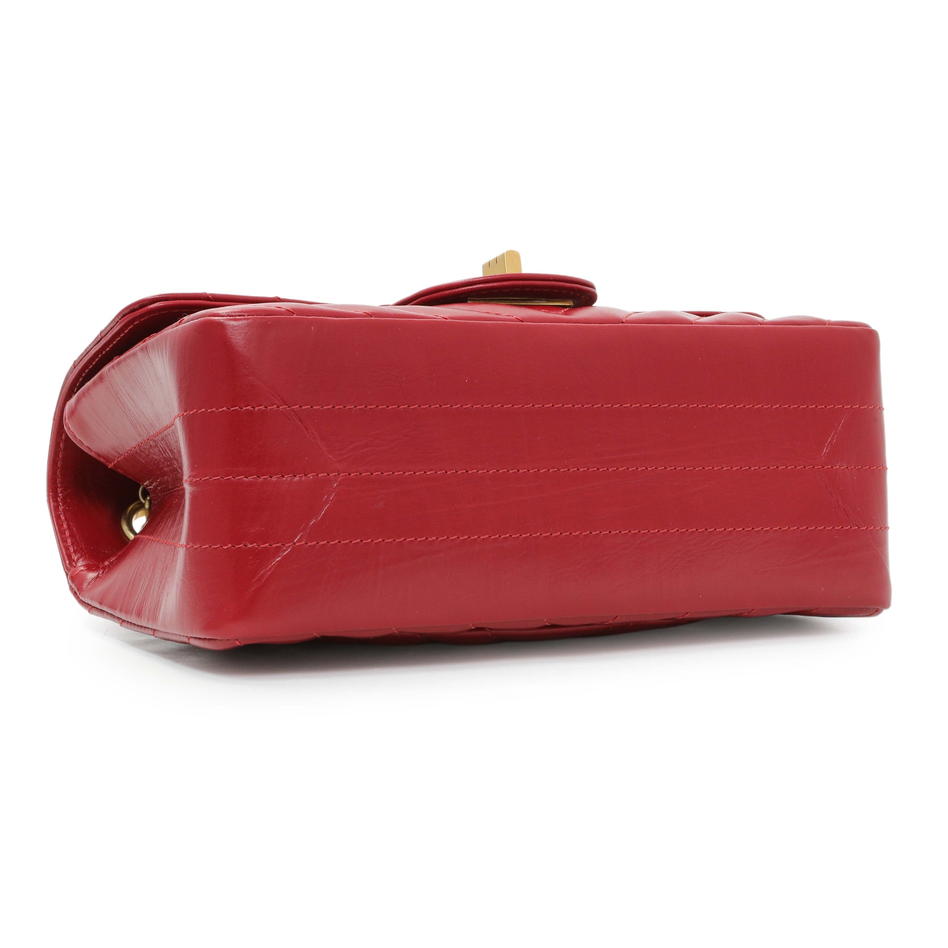 Exclusive Chanel Dark Red Aged Calfskin Chevron Quilted 2.55 Reissue 224 — Back View