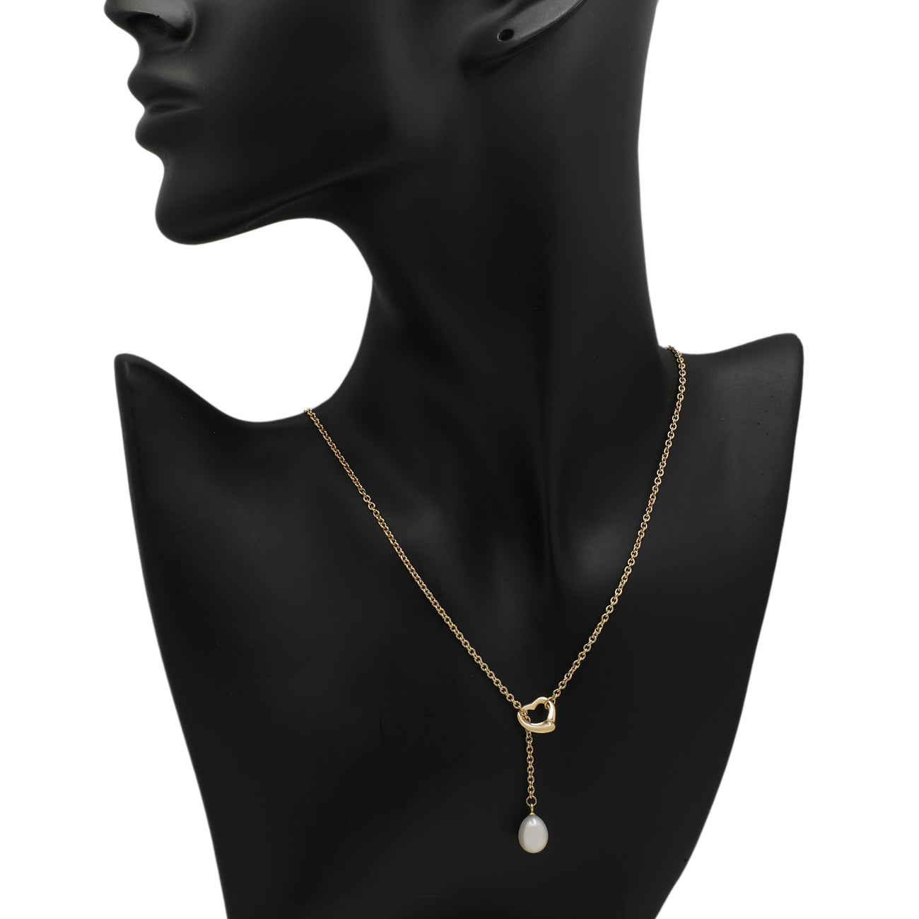 Exclusive Tiffany & Co. 18K Yellow Gold Open Heart Lariat Necklace — Detail View