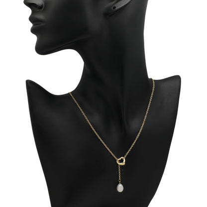 Exclusive Tiffany & Co. 18K Yellow Gold Open Heart Lariat Necklace — Detail View