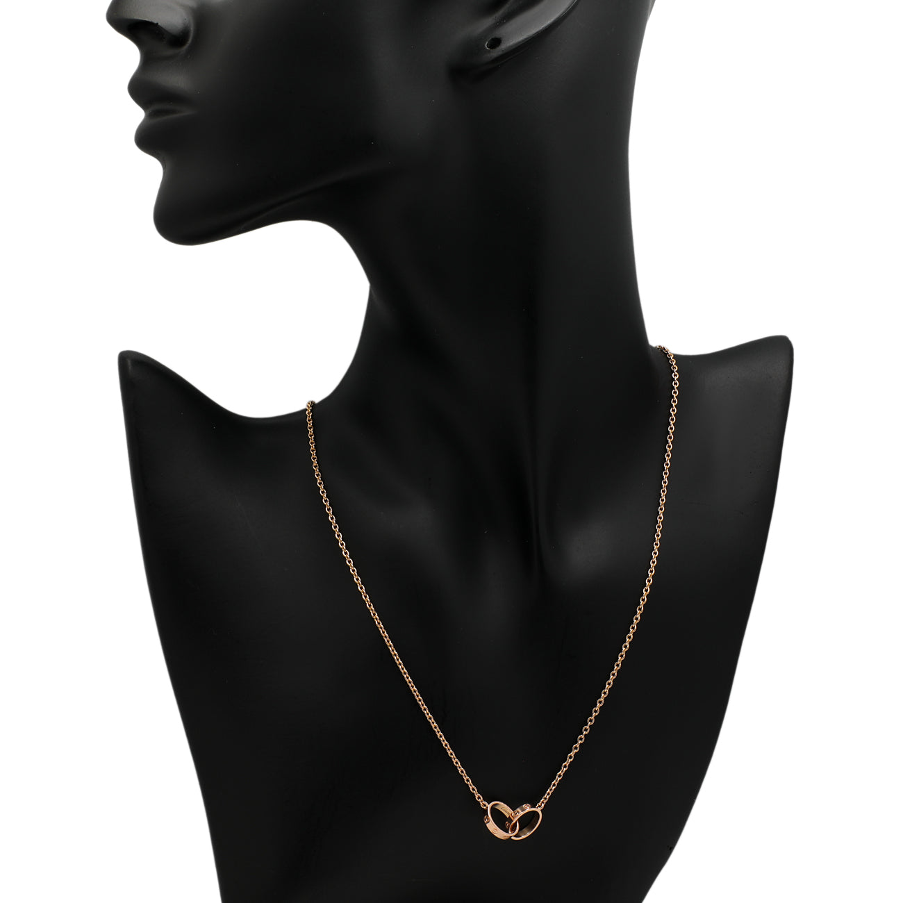 Exclusive Cartier 18K Rose Gold Interlocking Love Necklace — Top View