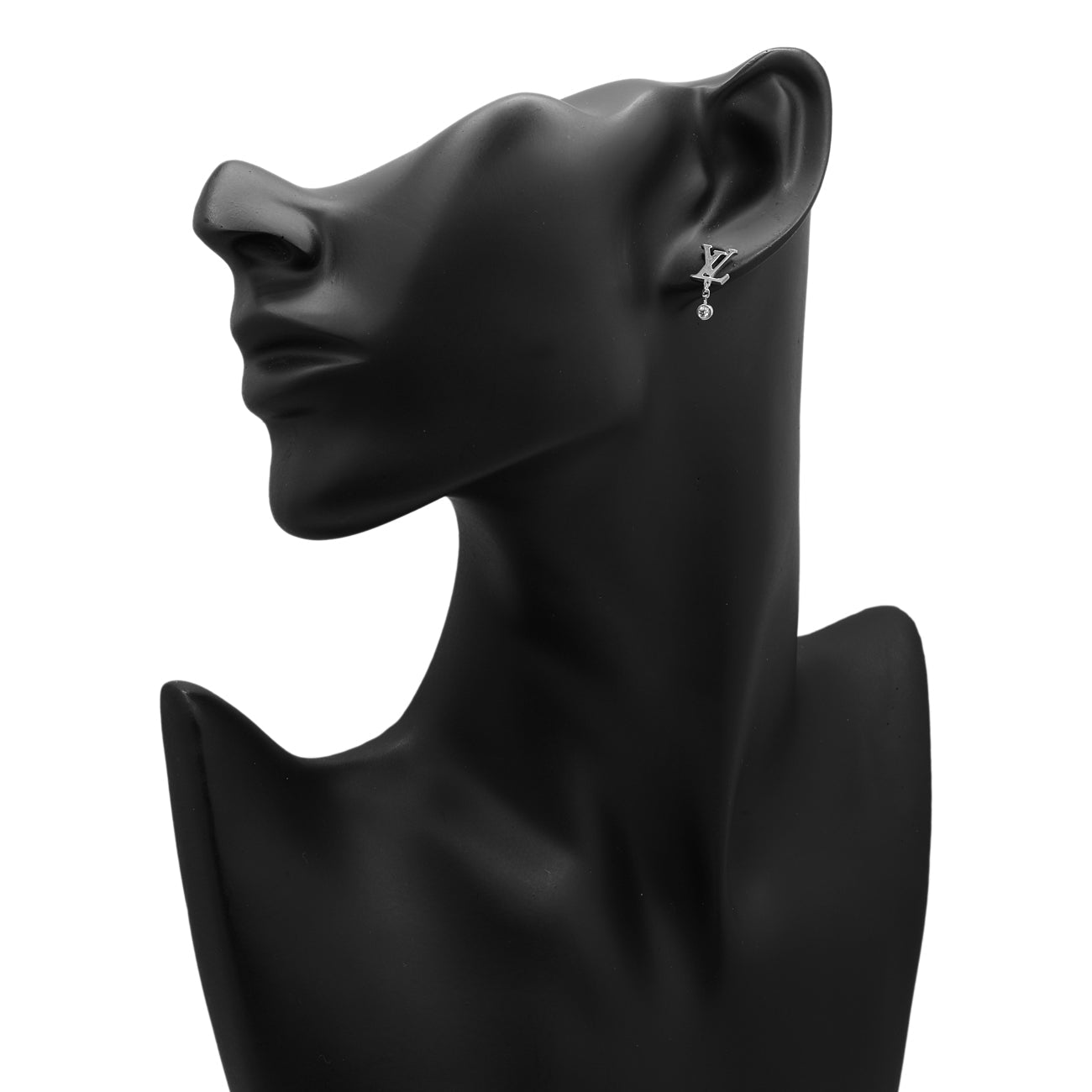 Exclusive Louis Vuitton 18K White Gold Diamond Idylle Blossom LV Ear Stud — Top View