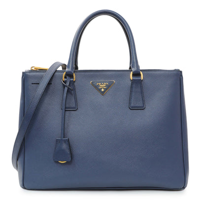 Exclusive Prada Blue Saffiano Medium Galleria Double Zip Tote — Front View