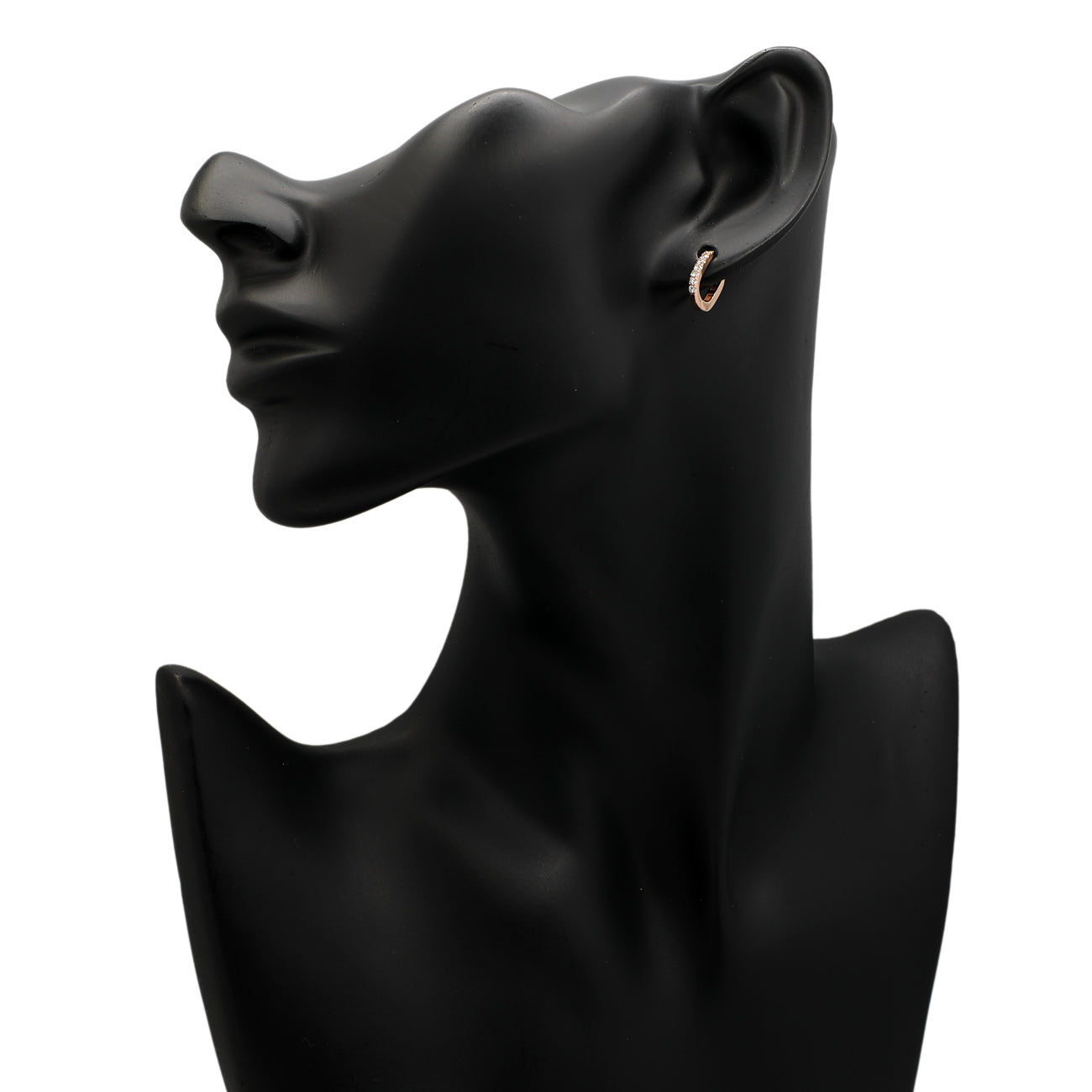 Exclusive 18K Rose Gold Diamond Huggie Earrings — Back View