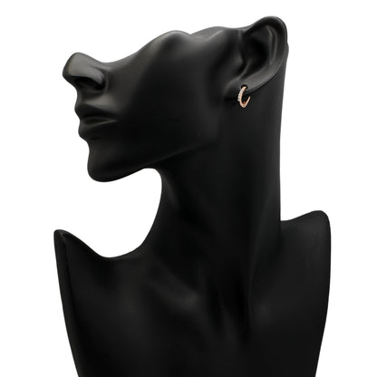 Exclusive 18K Rose Gold Diamond Huggie Earrings — Back View