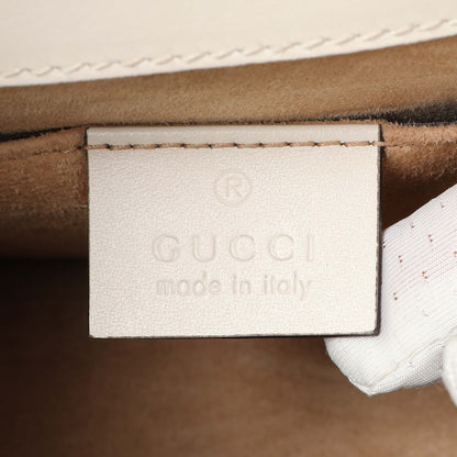 Exclusive Gucci White Calfskin Mini Sylvie Top Handle Bag — Detail View
