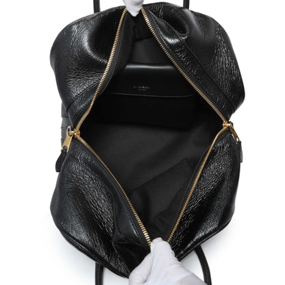 Exclusive Burberry Black Patent Cube Bowling Bag — Top View