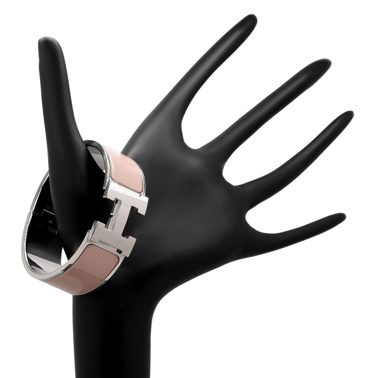 Exclusive Hermes Mauve Pale Enamel Clic Clac H Bracelet — Back View