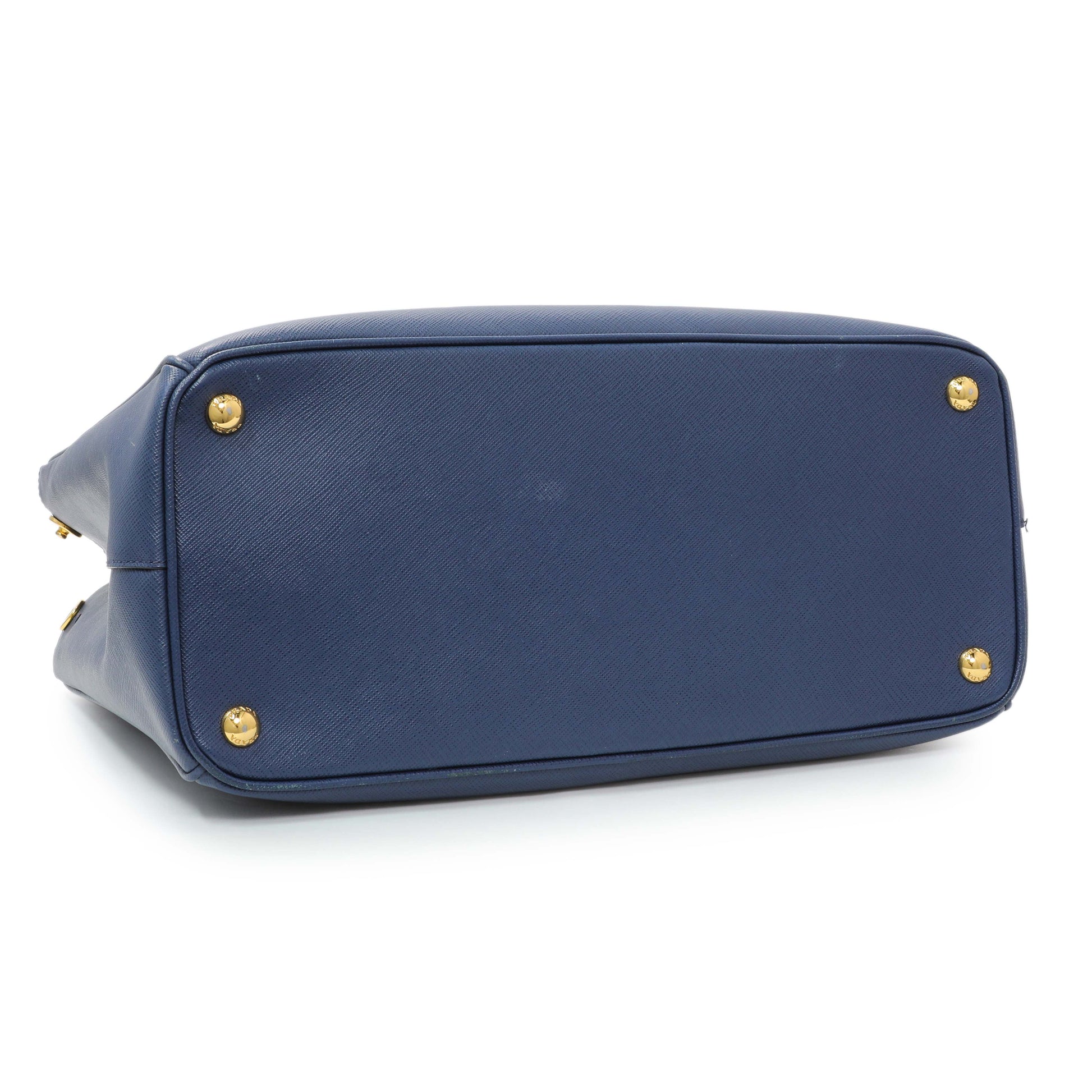 Exclusive Prada Blue Saffiano Medium Galleria Double Zip Tote — Back View
