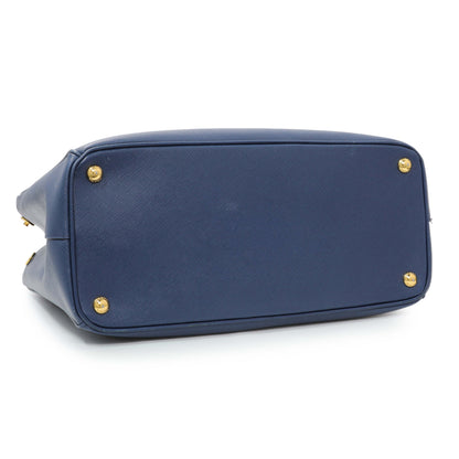 Exclusive Prada Blue Saffiano Medium Galleria Double Zip Tote — Back View