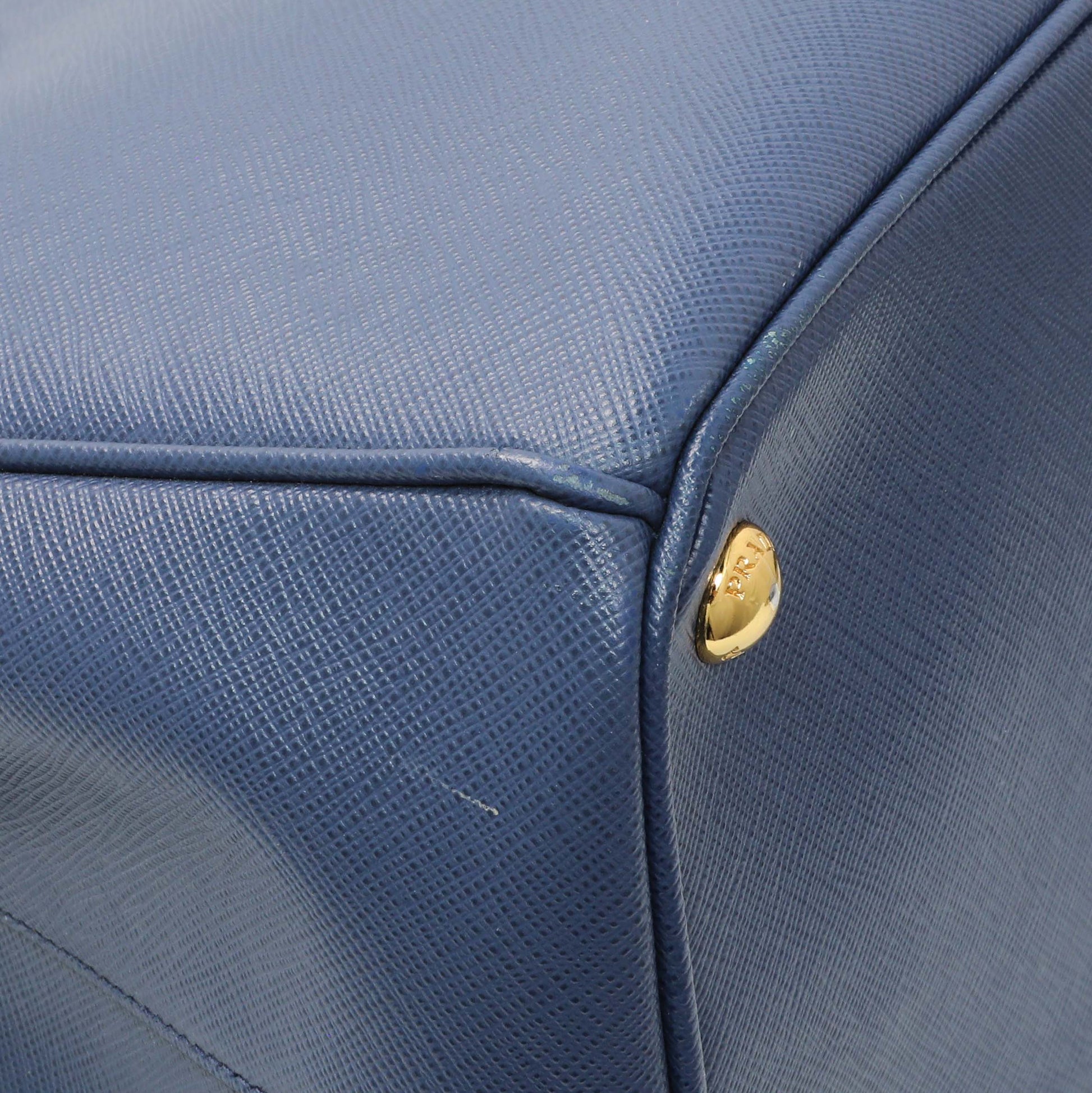 Exclusive Prada Blue Saffiano Medium Galleria Double Zip Tote — Top View