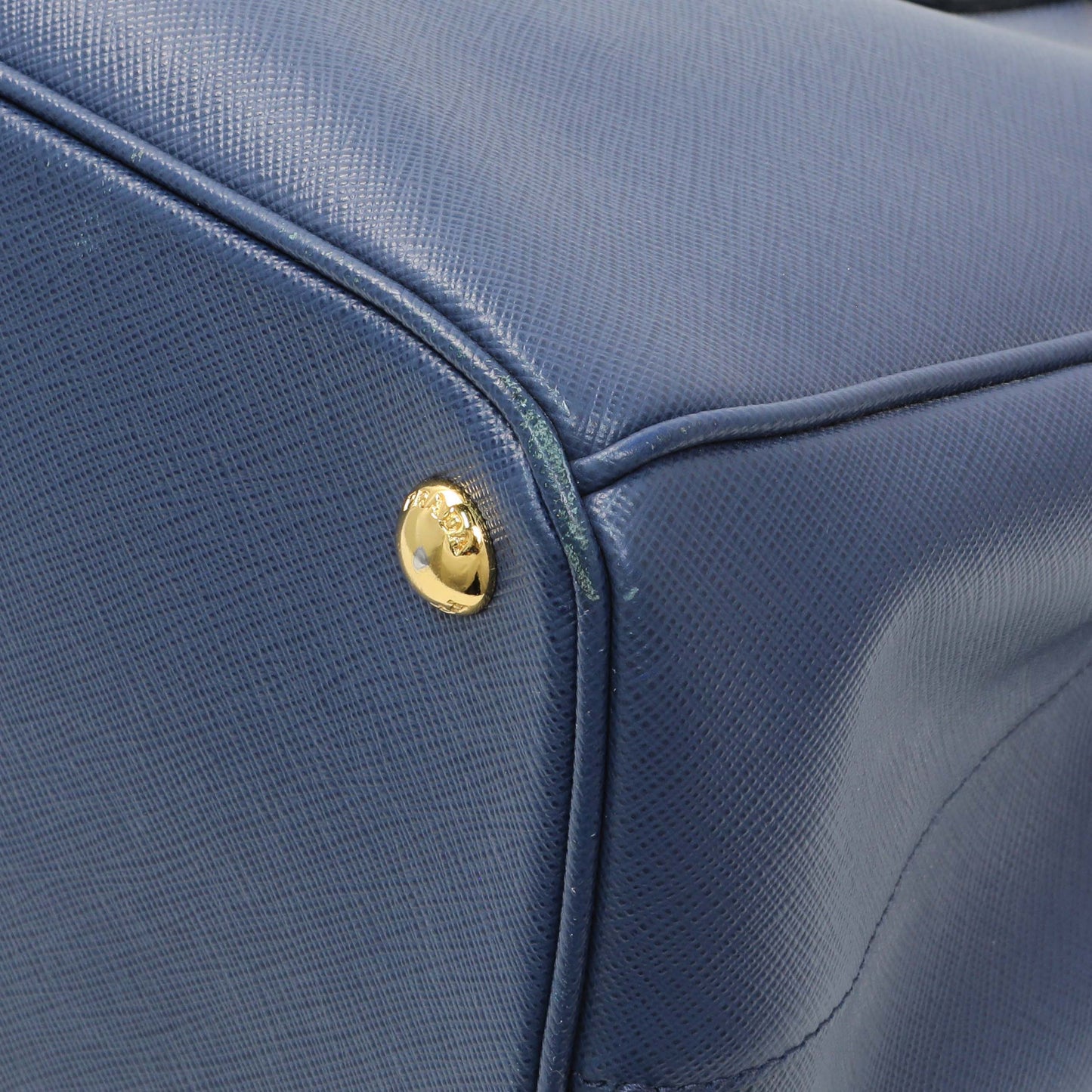 Exclusive Prada Blue Saffiano Medium Galleria Double Zip Tote — Detail View