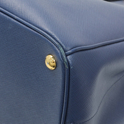 Exclusive Prada Blue Saffiano Medium Galleria Double Zip Tote — Detail View
