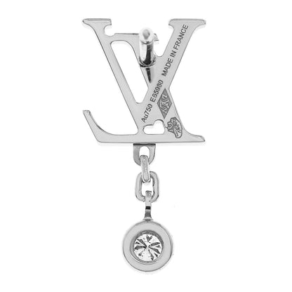 Exclusive Louis Vuitton 18K White Gold Diamond Idylle Blossom LV Ear Stud — Side View