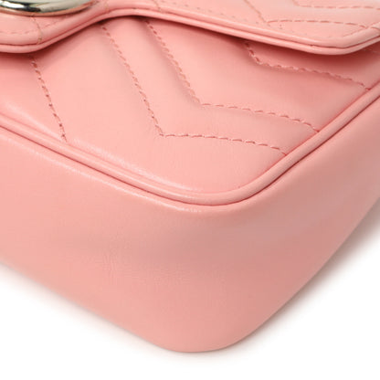 Exclusive Gucci Pink Calfskin Matelasse Super Mini GG Marmont — Detail View