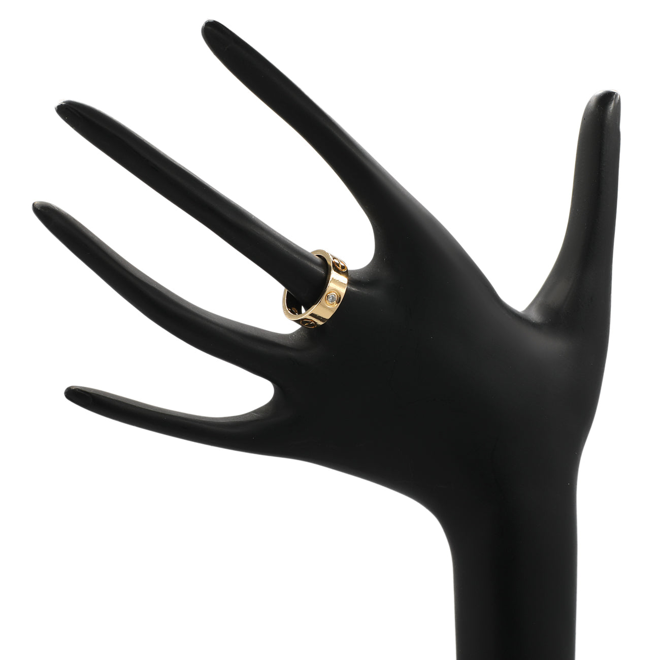 Exclusive Cartier 18K Yellow Gold 3 Diamond Love Ring — Top View