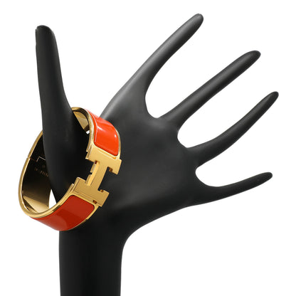 Exclusive Hermes Orange Enamel Clic Clac H Bracelet — Back View