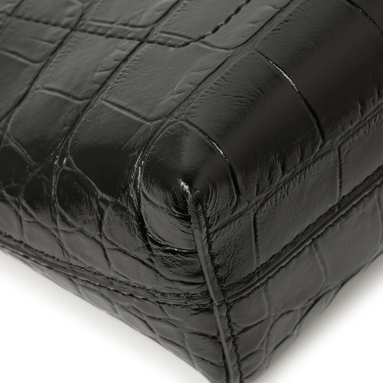 Exclusive Burberry Black Crocodile Embossed Small Society Clutch — Lifestyle View