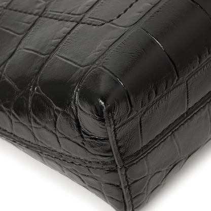 Exclusive Burberry Black Crocodile Embossed Small Society Clutch — Lifestyle View