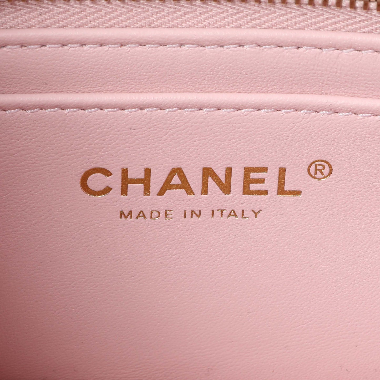 Exclusive Chanel Light Pink Lambskin Rectangular Pearl Crush — Detail View