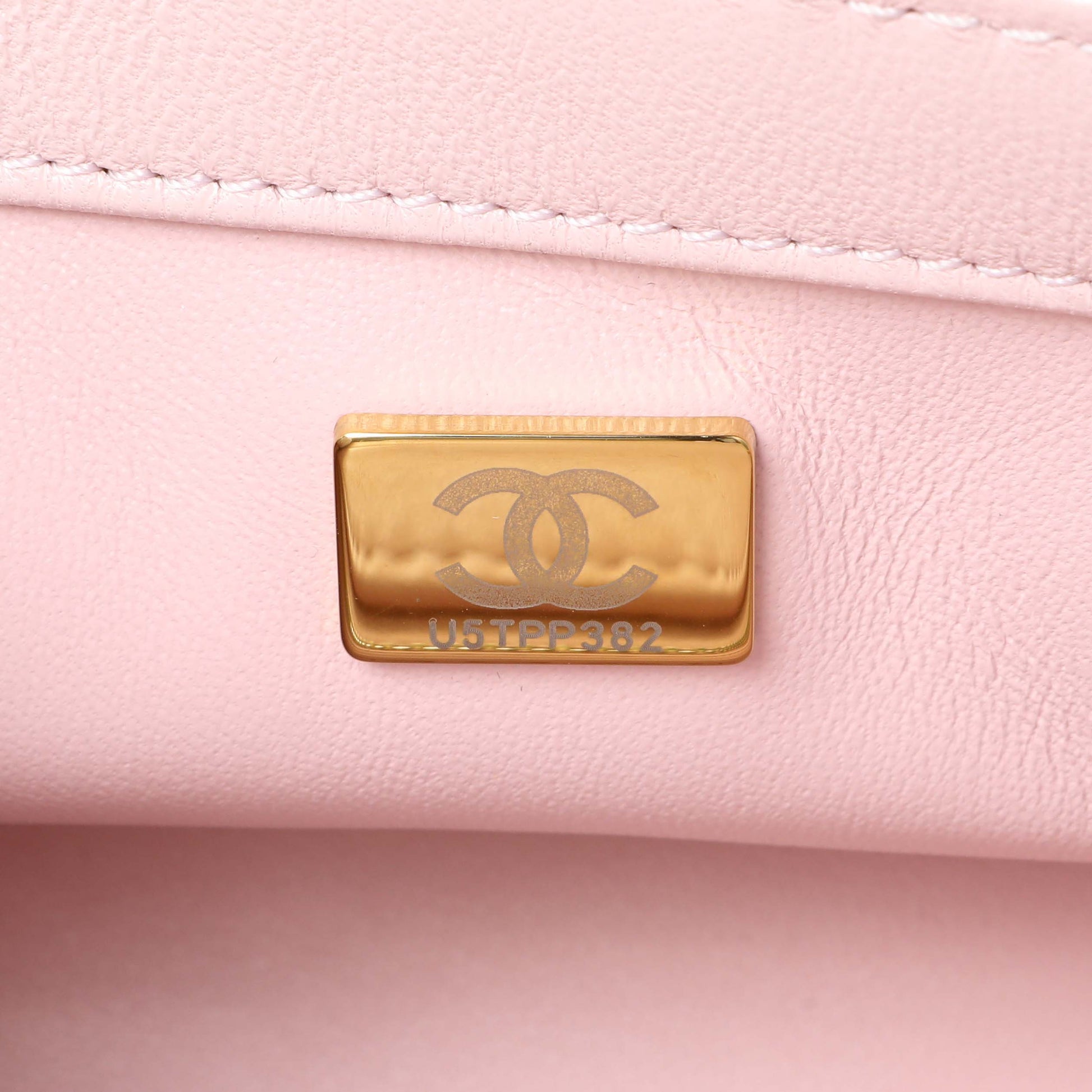 Exclusive Chanel Light Pink Lambskin Rectangular Pearl Crush — Lifestyle View