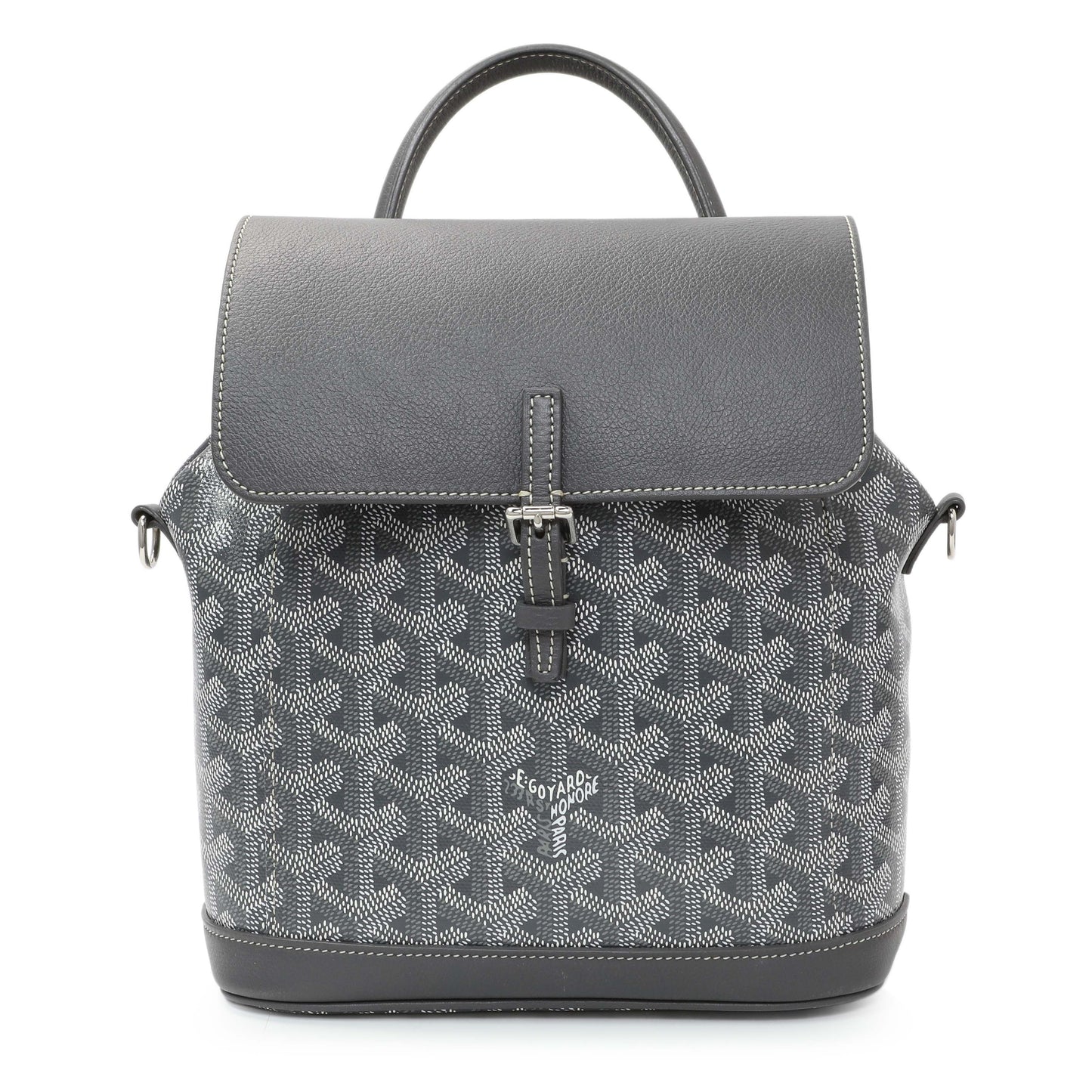 Exclusive Goyard Grey Goyardine Calfskin Mini Alpin Backpack — Front View