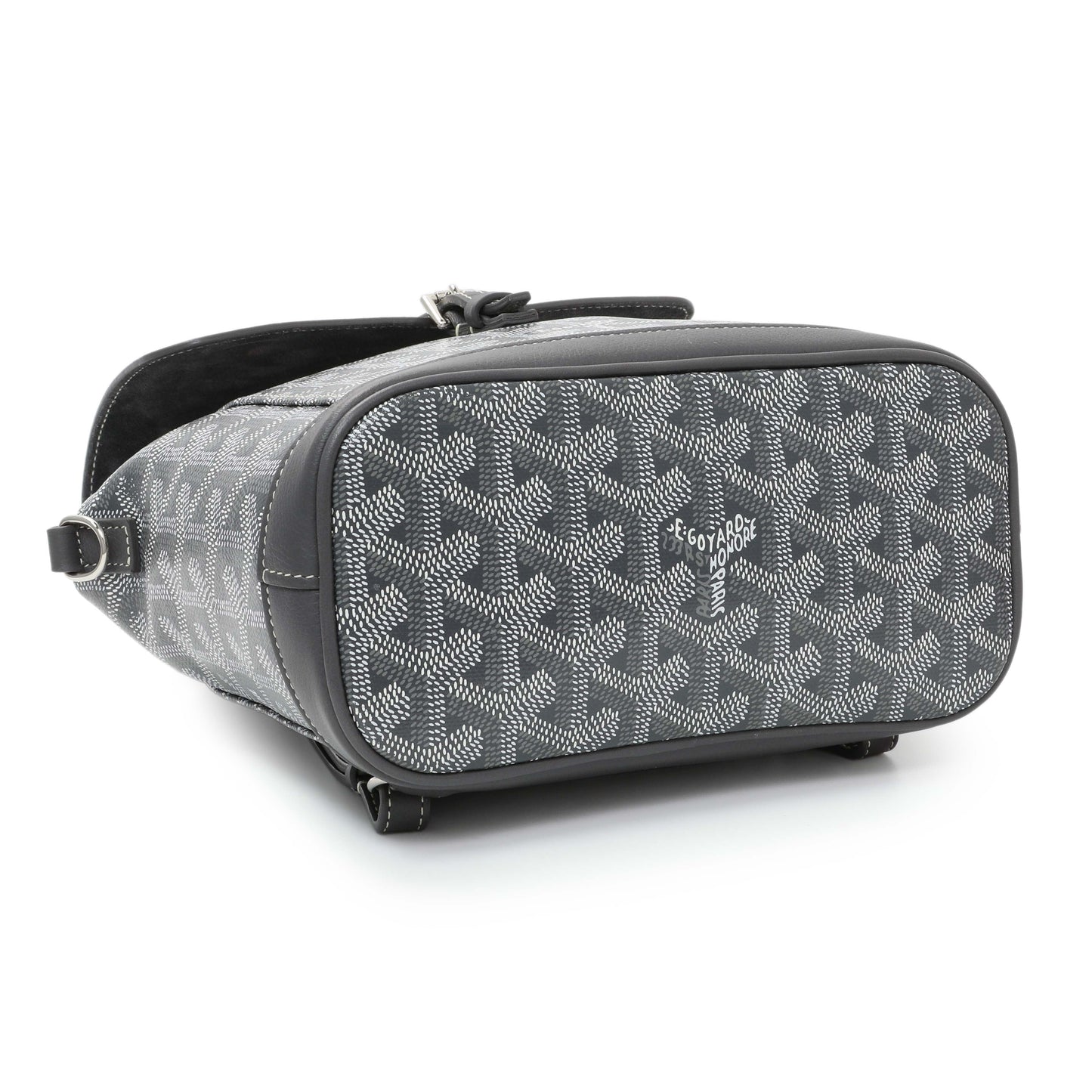 Exclusive Goyard Grey Goyardine Calfskin Mini Alpin Backpack — Back View
