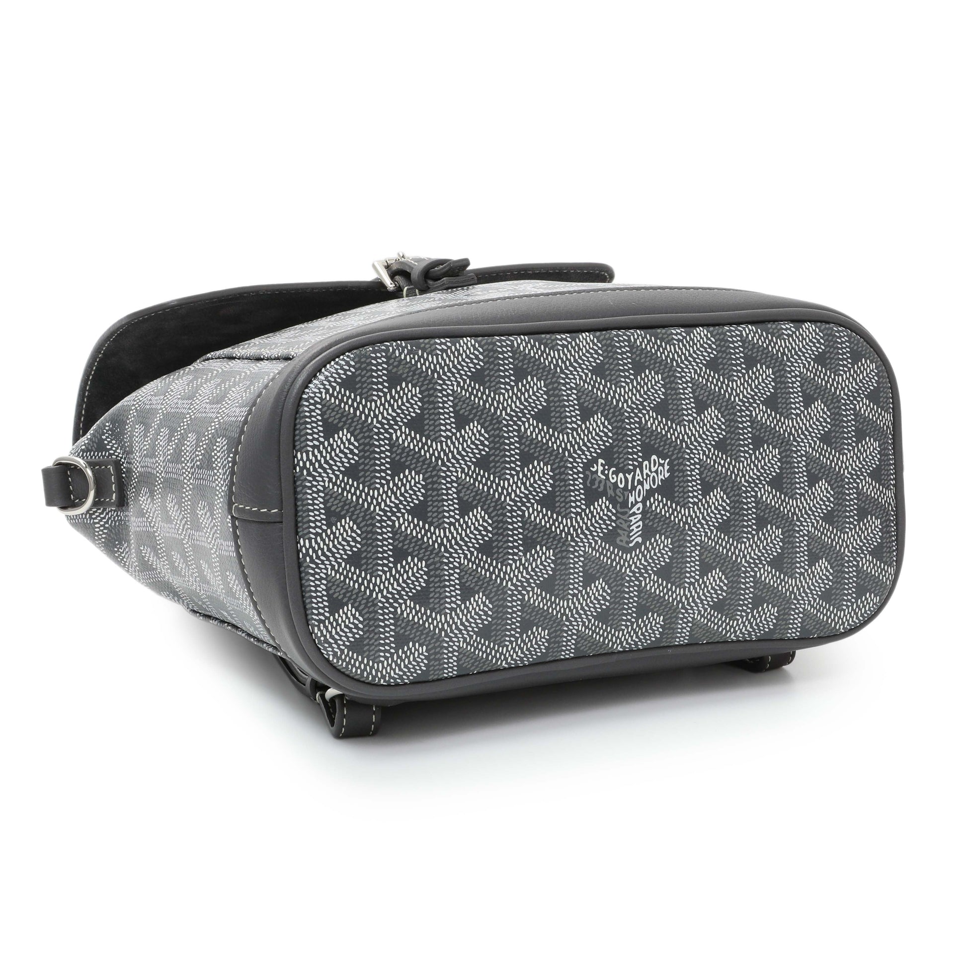 Exclusive Goyard Grey Goyardine Calfskin Mini Alpin Backpack — Back View
