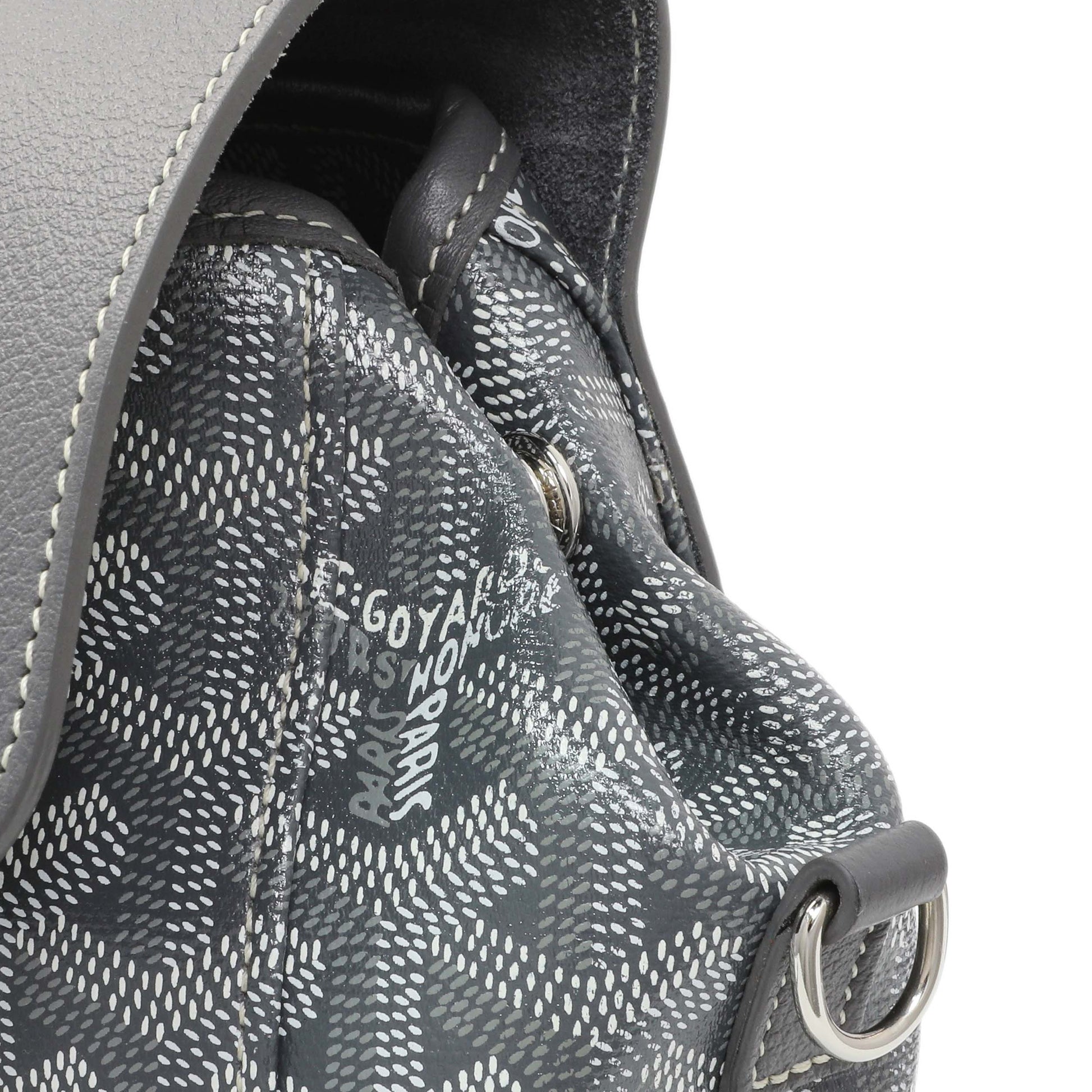 Exclusive Goyard Grey Goyardine Calfskin Mini Alpin Backpack — Detail View