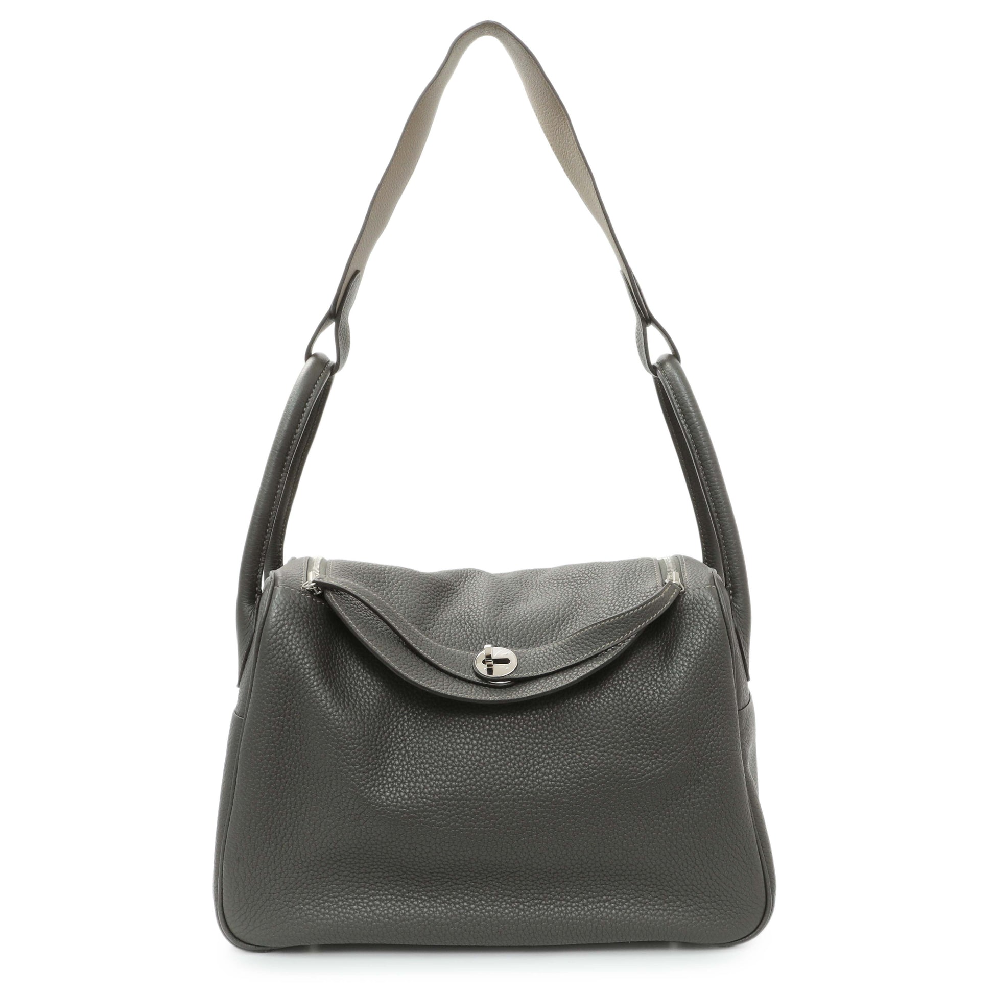 Exclusive Hermes Graphite Clemence Lindy 34 — Front View