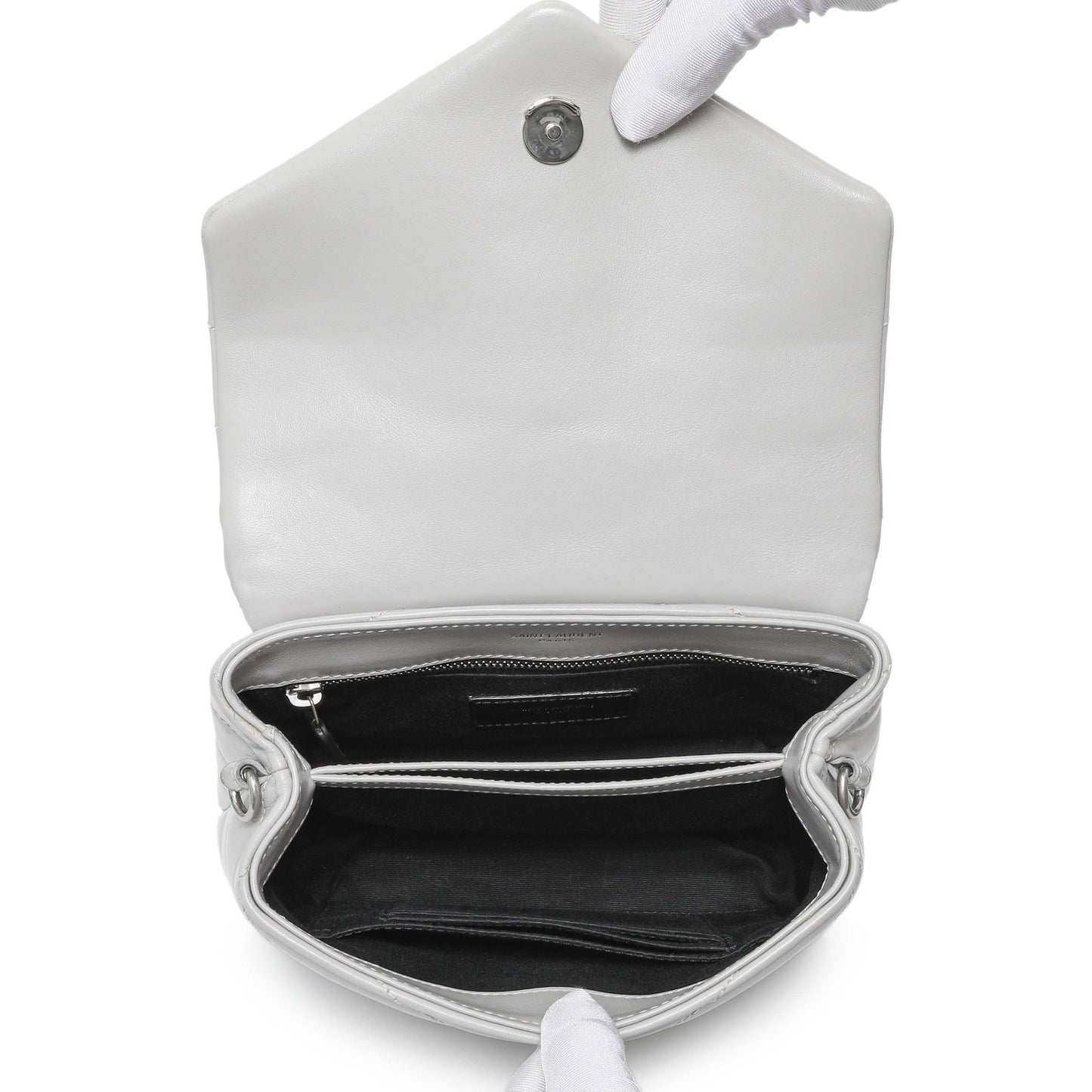 Exclusive Saint Laurent Grey Calfskin Monogram Toy Loulou Crossbody — Top View